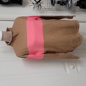 Old Navy, Size M Camel Color & Pink Colorblock Mock Neck Sweater, NEW with Tags